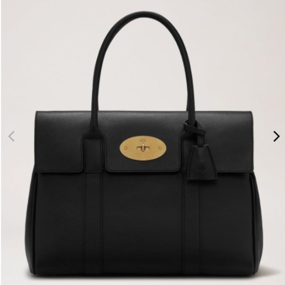 NEW Mulberry Bayswater Black and Brass Leather Bag